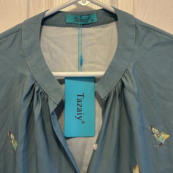 Tazaiy blouse with butterflies size medium - Picture 2 of 8